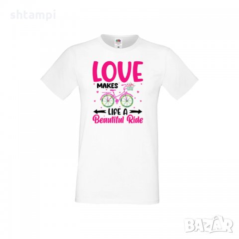 Мъжка тениска Свети Валентин Love Makes A Beautiful Ride, снимка 3 - Тениски - 35715703