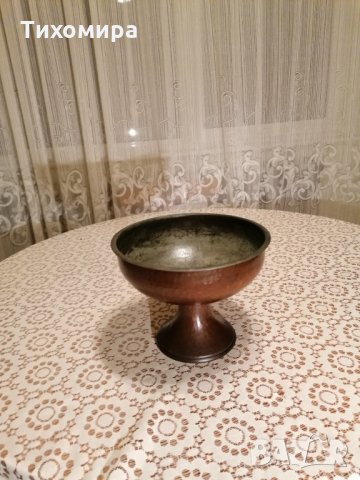 Старинна ръчно изработена медна фруктиера, снимка 2 - Антикварни и старинни предмети - 26258823