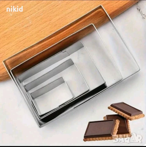 5 бр правоъгълник правоъгълници метална форма форми резец резци тесто сладки бисквитки 