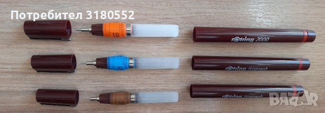 3 Рапидографи Rotring Isograf, снимка 6 - Ученически пособия, канцеларски материали - 53670414