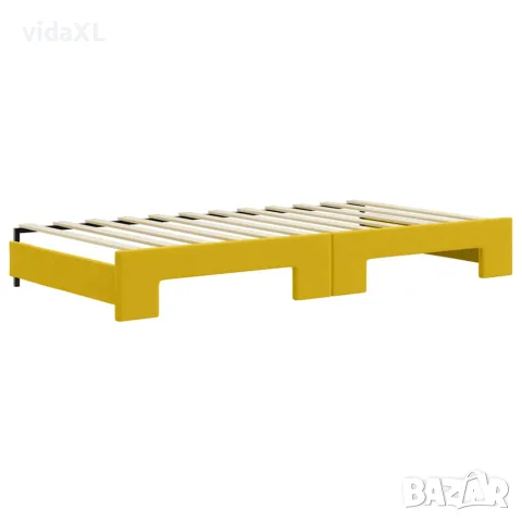 vidaXL Канапе с изтеглящо легло и чекмеджета жълто 100x200 см кадифе, снимка 8 - Спални и легла - 56146784