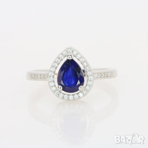 Сребърен пръстен с Royal Blue Сапфир и сертификат 