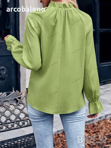 Нова дамска ежедневна едноцветна риза с волани, 4цвята , снимка 7 - Ризи - 44606421