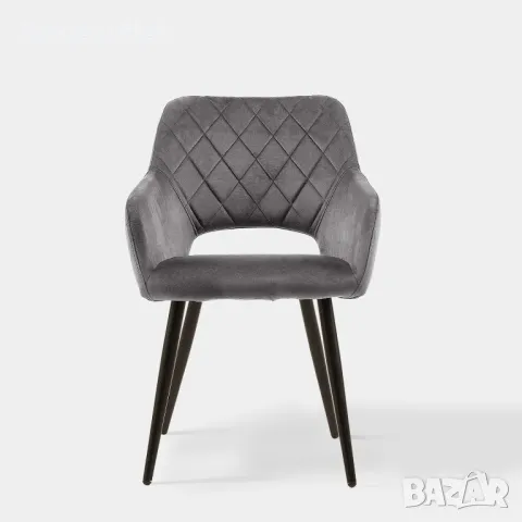 Комплект от 2 бр. трапезни столове, тип кресло - кадифе C-U-DC-B0198DGY, снимка 2 - Столове - 49127022