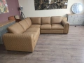 Светло кафяв кожен ъглов диван, снимка 4