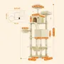 Драскалка за котки Beige 206 см – XXL катерушка с 2 къщички, хамак и площадки, снимка 3