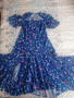 Страхотна синя дълга  рокля на цветя, снимка 1 - Рокли - 36124779