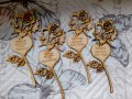 Подарък за Свети Валентин и Осми март - дървена роза с надпис по желание