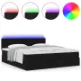 vidaXL Османска легло с матрак и LED, черно, 180x200 см, плат, снимка 5