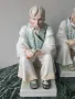 2бр Zsolnay Pecs статуетка 33см/стара унгарска порцеланова фигура/седнал мъж-овчар, снимка 3