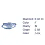 Златен дамски пръстен с диамант 0,42Ct. чистота:SI размер:54 модел:42926-1, снимка 5