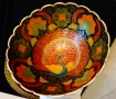 Бронзова фруктиера,салатиера,пауни,цветен емайл. , снимка 2