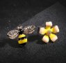 Асиметрични обеци Пчела и Цвете, снимка 1