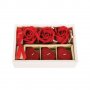 Kомплект "Обичам те!" с послание, сапунени рози и свещи с брокат "Сърце", снимка 1 - Декорация за дома - 39257077
