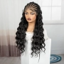 Екзотична черна синтетична перука с пълзящи плитки и къдрава дължина 70 см - Lace Front 13x6, снимка 7
