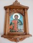 Дърворезба домашен иконостас с иконопис " Исус Христос ", снимка 3
