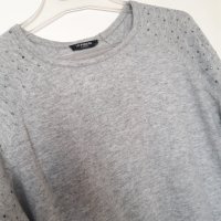 3ХЛ, Сиво тънко пуловерче с камъчета, снимка 2 - Блузи с дълъг ръкав и пуловери - 34816885
