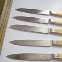 Стари сребърни ножове с кокалени дръжки, снимка 3 - Антикварни и старинни предмети - 41230136