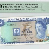 BERMUDA 🇧🇲 ONE DOLLAR 1970 год. PMG 65, снимка 2 - Нумизматика и бонистика - 39795900