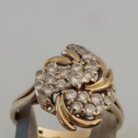 Английски Дамски златен 375 проба пръстен с циркони, снимка 4 - Пръстени - 39351001