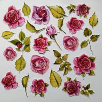 Изрязани елементи от картон Pink roses 25 бр - R037, снимка 1 - Други - 41562860