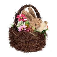 Великденска декоративна кошница, Заек с морков и цветя , снимка 2 - Декорация за дома - 36033842