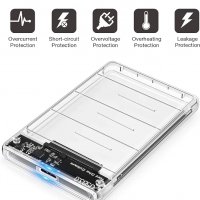 POSUGEAR кутия за 2.5 "SATA SSD, HDD, USB 3.0 към SATA адаптер, UASP ускорение, прозрачна, снимка 3 - Други - 34793636