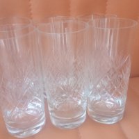 Кристални чаши за безалкохолно, ръчна гравюра – 6 бр, снимка 1 - Чаши - 41990832