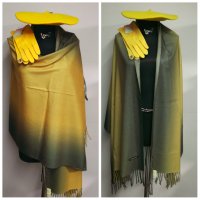 Луксозен комплект съдържащ : Кашмирен шал, елегантни ръкавици , барета и подарък брошка, снимка 3 - Шалове - 38727936