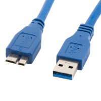 Нов кабел USB 3.0 на micro USB-B за преносим хард диск HDD - син 1,5 метра, снимка 1 - Кабели и адаптери - 41819596