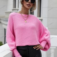 Дамски свободен пуловер с кръгло деколте и дълги ръкави, 2цвята - 023, снимка 13 - Блузи с дълъг ръкав и пуловери - 42682664
