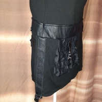 CARELL THOMAS M Черна рокля от трико и кожа с долна талия , снимка 6 - Рокли - 36060120
