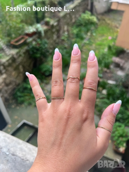 Комплект от 5 броя златни тънки пръстена с различни ширини за различни места ❤️, снимка 1