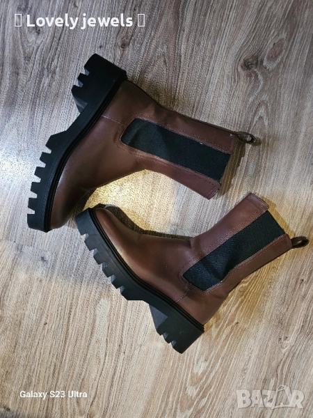 Стилни кафяви боти Mango, снимка 1