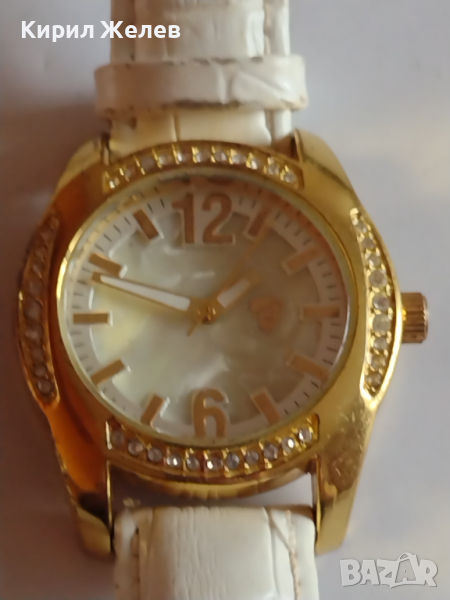 Модерен дамски часовник с кристали Сваровски кожена каишка - 20894, снимка 1