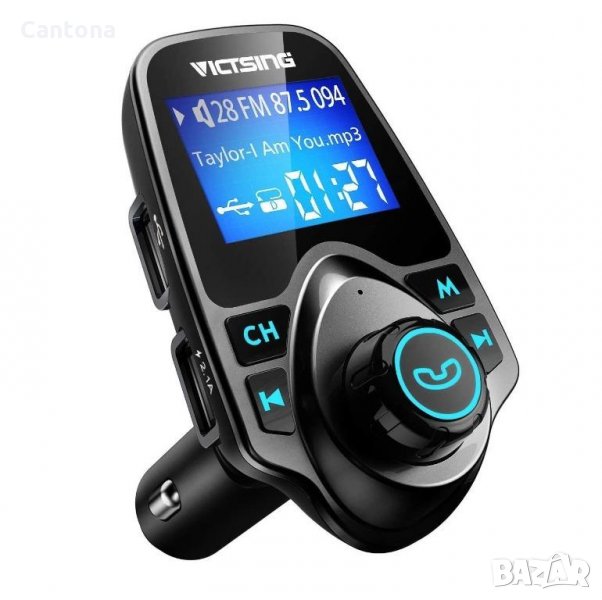 VicTsing Bluetooth FM Transmitter, 2 x USB, 1.44" дисплей, Car Kit, снимка 1