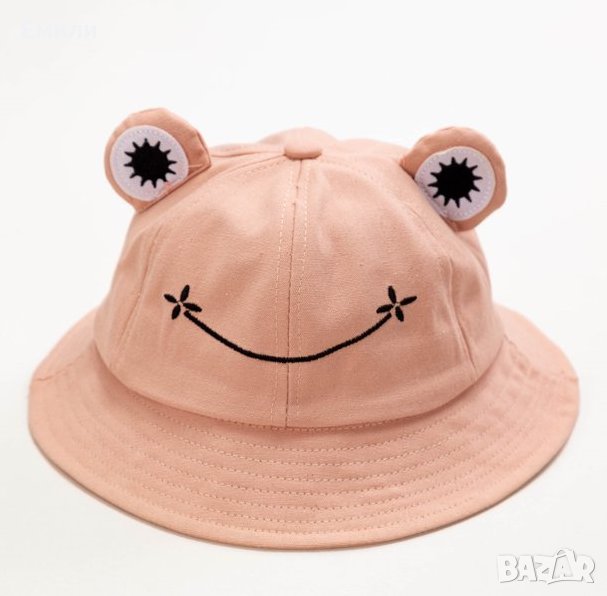 Детска шапка жабка в розов цвят, снимка 1