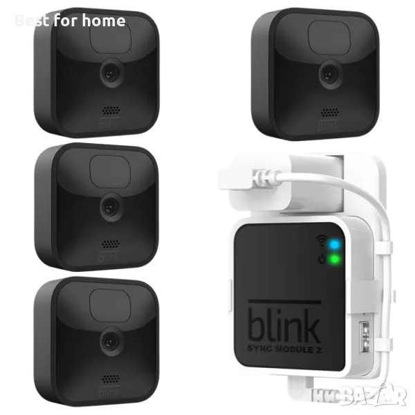  Комплект от 4 охранителна камери и хъб ,връзка с Alexa Blink Outdoor, снимка 1