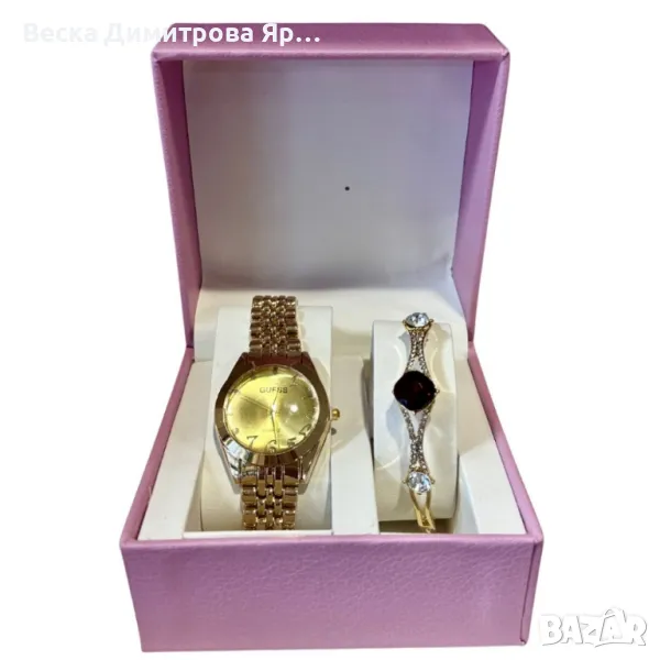 Луксозен подаръчен комплект дамски часовник и гривна, снимка 1