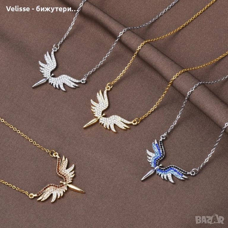 Нежно дамско колие с висулка феникс с камъни, снимка 1