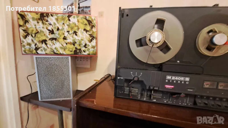 Ролков магнетофон Унитра М2405S UNITRA с две тонколони и десет ролки с музика, снимка 1