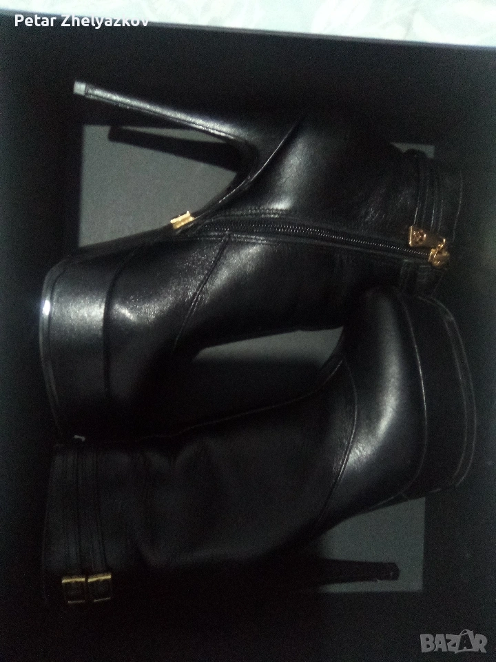 Оригинални дамски боти с платформа ток 12см от естествена кожа размер 37 ., снимка 1
