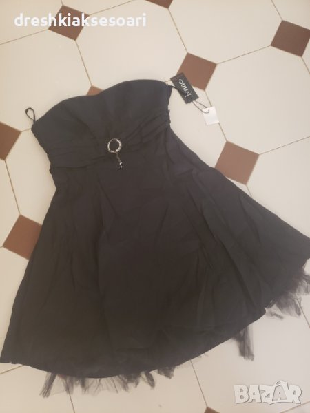 Черна рокля с тюл, снимка 1