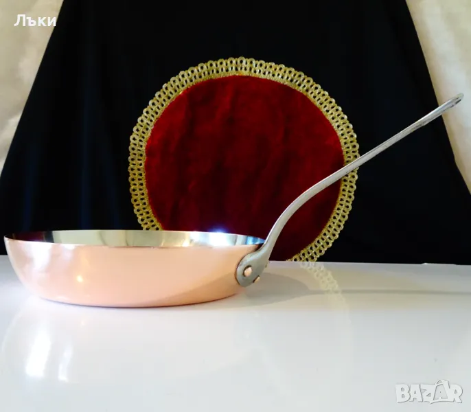 Меден тиган,чиста червена мед 700 гр.,калайдисан. , снимка 1