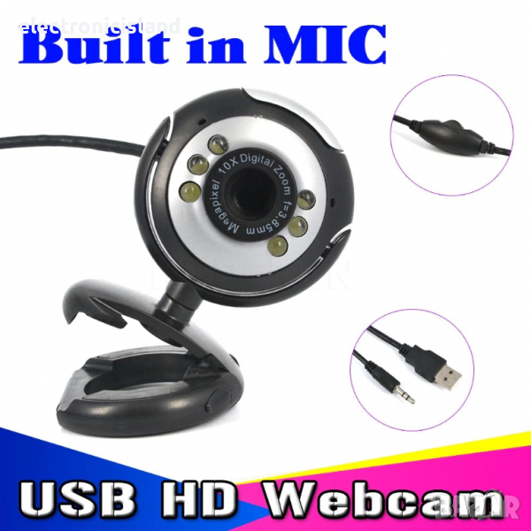 mini Web cam USB 2.0 уеб камера камера Digital HD 30 мега пиксела 6 LED с микрофон за компютър, снимка 1