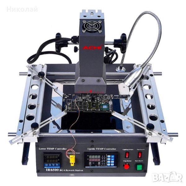 Инфрачервена станция за запояване ACHI IR6500 с програмируем IR пистолет и долно отопление , снимка 1