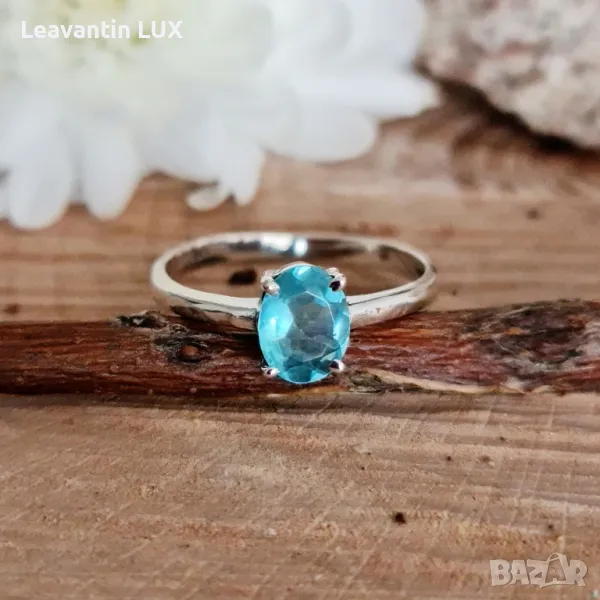 5724
Сребърен пръстен със син Топаз, снимка 1
