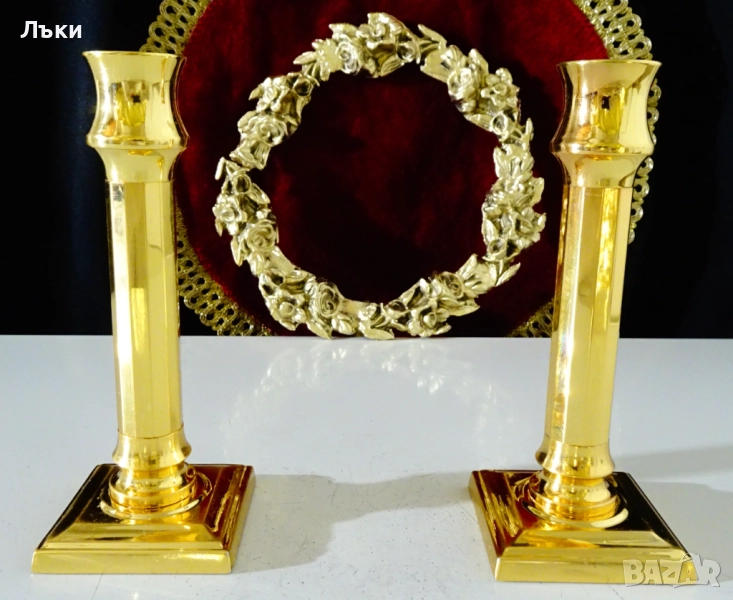 Позлатен бронзов свещник 410 гр.,Art Deco. , снимка 1