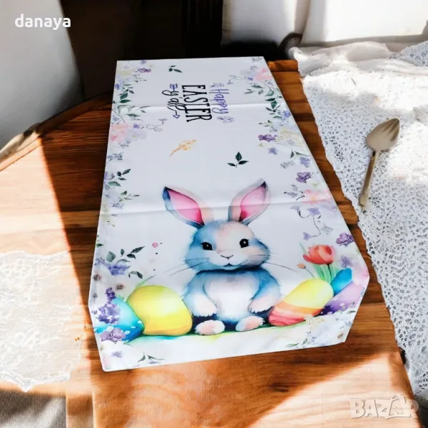 5682 Великденски тишлайфер за маса Зайче, 140x40cm, снимка 1