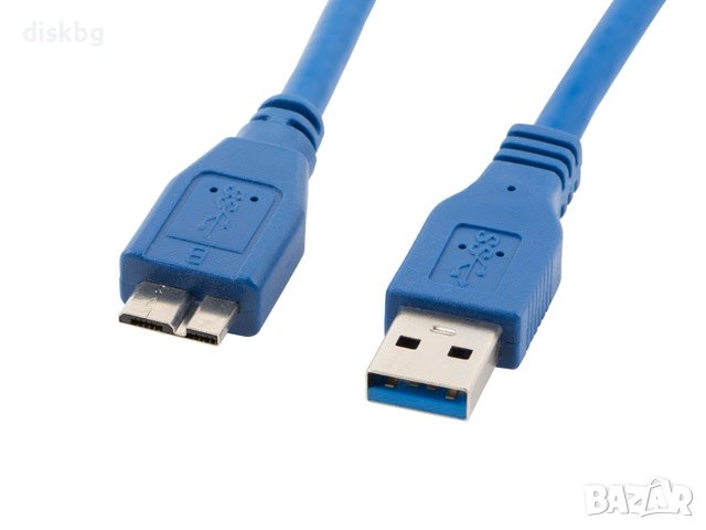 Нов кабел USB 3.0 на micro USB-B за преносим хард диск HDD - син 1,5 метра, снимка 1